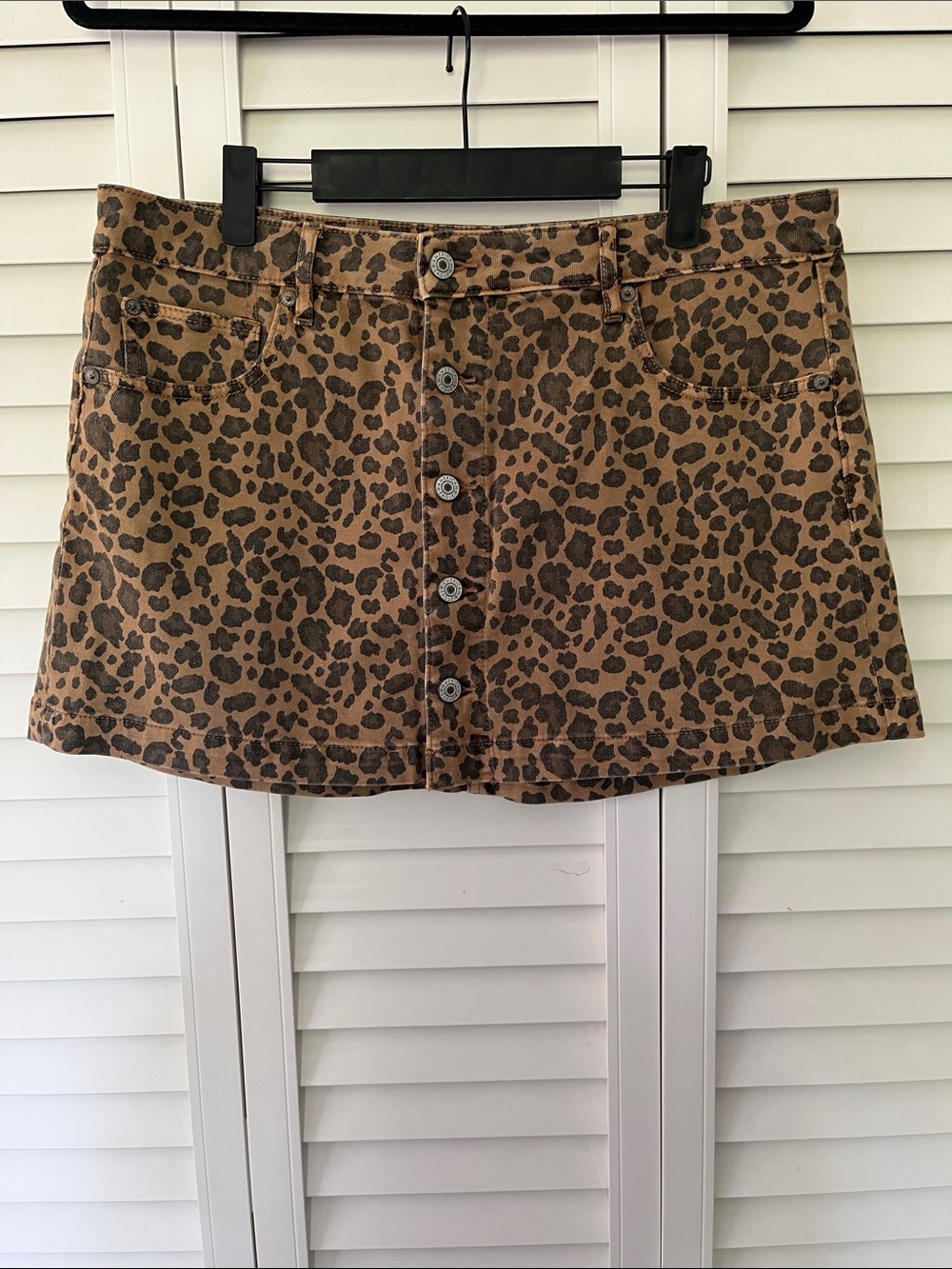 American Eagle Outfitters Leopard Print Button-Front Mini Skirt - Brown